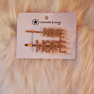 Hair Pins "HOPE" with Rhinestones Pack of 2